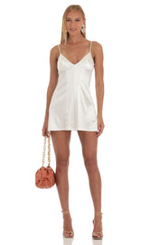 Satin Dress in White